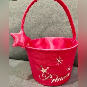 Hot Pink Embroidered Princess Basket with Magic Wand